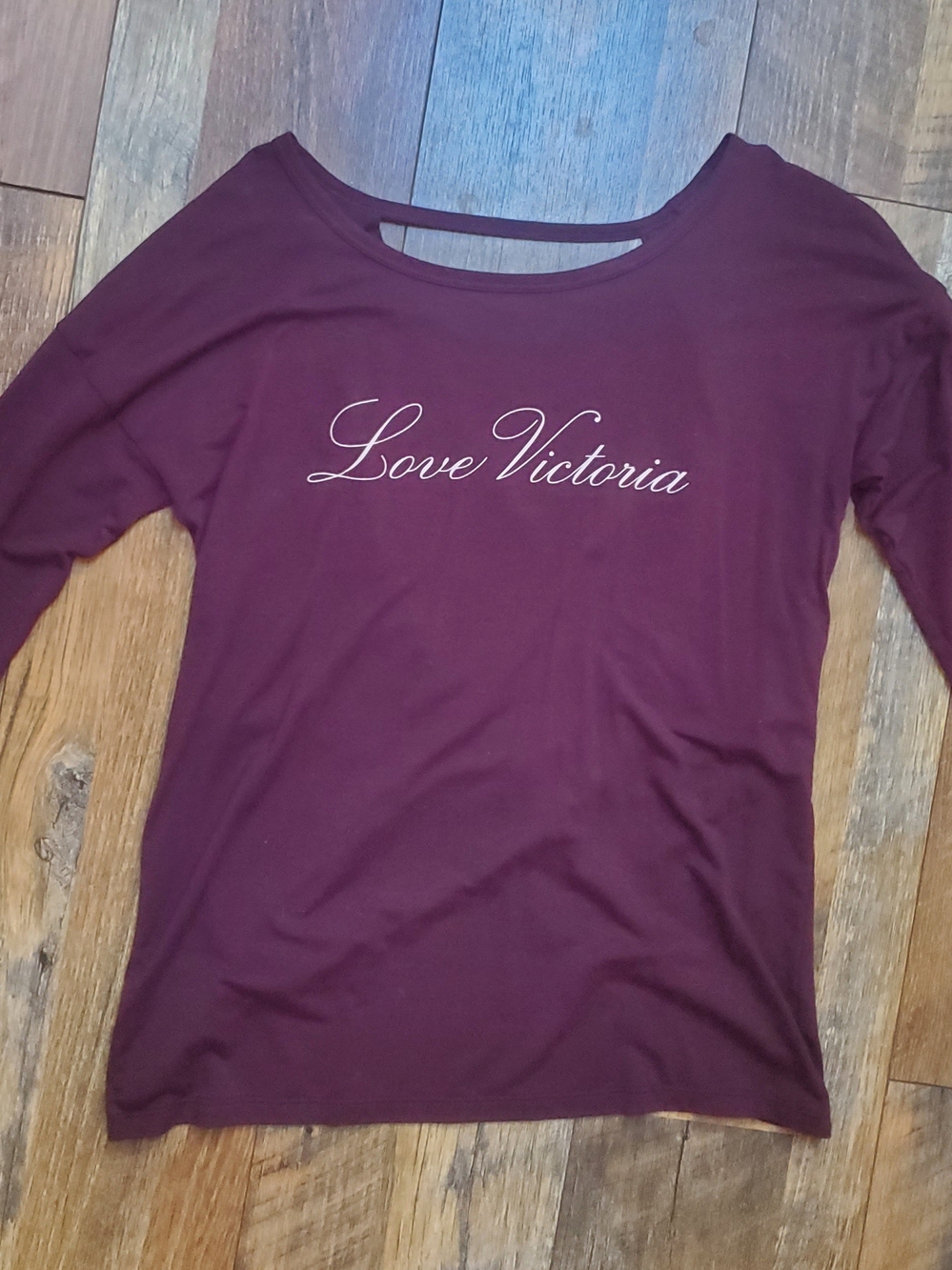 Victoria's Secret Wine Long-Sleeve Scoop Neck Tee with Script Logo